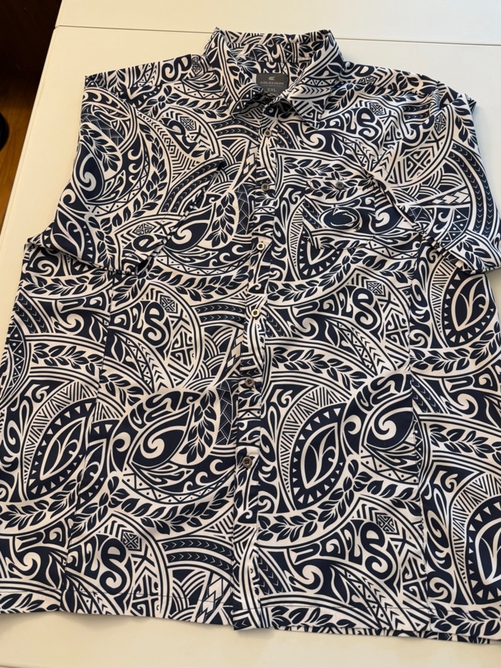 Colosseum Navy/White Geometric Print Button-Up Shirt Penn State Nittany Lions